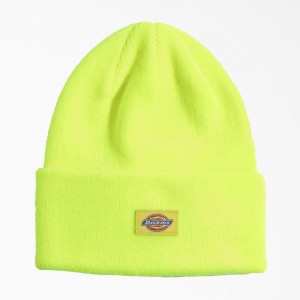 Men's Dickies Neon Cuffed Beanie Green | 815349ORV