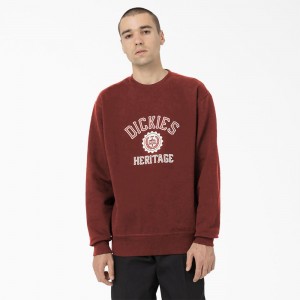 Men's Dickies Oxford Graphic Sweatshirt Red | 874036POF