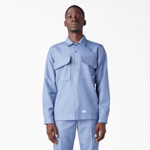 Men's Dickies Premium Collection Boxy Shirt Blue | 519428GKZ