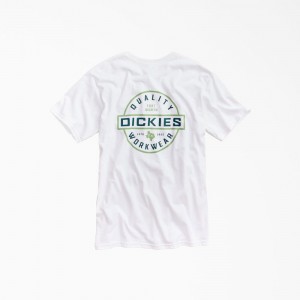 Men's Dickies Quality Workwear Graphic T-Shirt White | 836510WDR