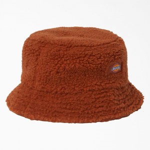 Men's Dickies Red Chute Fleece Bucket Hat Brown | 726583MRP