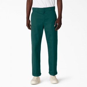 Men's Dickies Regular Fit Cuffed Work Pants Green | 549762IXR