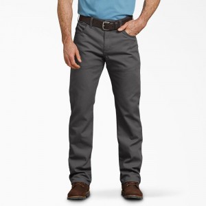 Men's Dickies Regular Fit Duck Pants Grey | 297506CMN