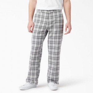 Men's Dickies Regular Fit Plaid Pants Grey | 273659VKC