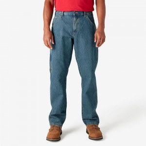 Men's Dickies Relaxed Fit Carpenter Jeans Blue | 238401JAK