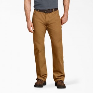 Men's Dickies Relaxed Fit Duck Carpenter Pants Brown | 574023WGU