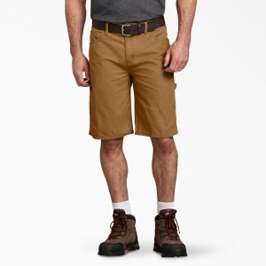 Men's Dickies Relaxed Fit Duck Carpenter Shorts Brown | 894603MNO