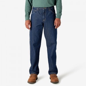 Men's Dickies Relaxed Fit Heavyweight Carpenter Jeans Blue | 291508SKA