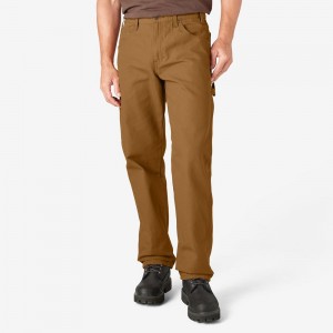 Men's Dickies Relaxed Fit Heavyweight Duck Carpenter Pants Brown | 057862IAU