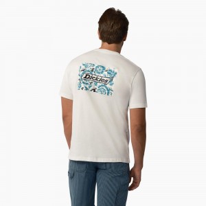 Men's Dickies Roseburg Short Sleeve T-Shirt White | 582170LMI