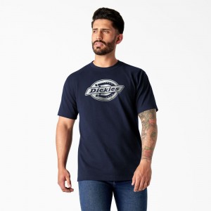 Men's Dickies Short Sleeve Logo Graphic T-Shirt Navy | 168704OXQ