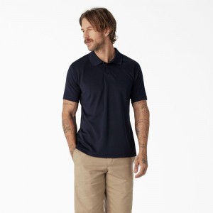 Men's Dickies Short Sleeve Performance Polo Shirt Navy | 725341GKP