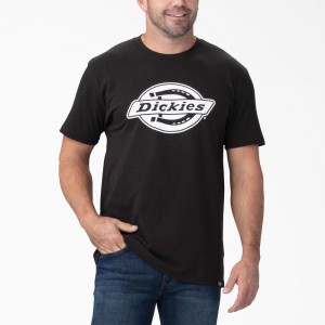 Men's Dickies Short Sleeve Relaxed Fit Graphic T-Shirt Black | 231460FYJ