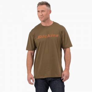 Men's Dickies Short Sleeve Wordmark Graphic T-Shirt Olive | 693548SYD