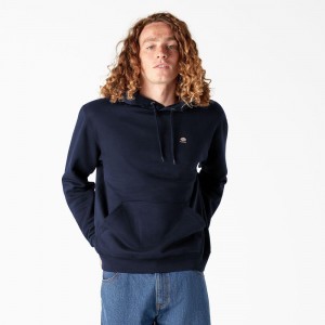 Men's Dickies Skateboarding Chest Logo Hoodie Navy | 831059NLO