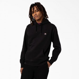 Men's Dickies Skateboarding Chest Logo Hoodie Black | 197580ADU