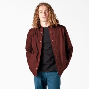 Men's Dickies Skateboarding Coaches Jacket Red | 129354MLQ