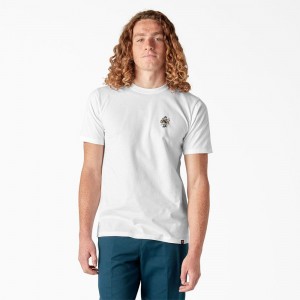 Men's Dickies Skateboarding DIY Skate Graphic T-Shirt White | 583967MFA