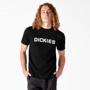 Men's Dickies Skateboarding Logo T-Shirt Black | 375964CJP