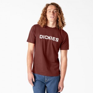 Men's Dickies Skateboarding Logo T-Shirt Red | 415729SHG