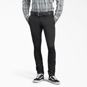 Men's Dickies Skinny Fit Work Pants Black | 491706PCL