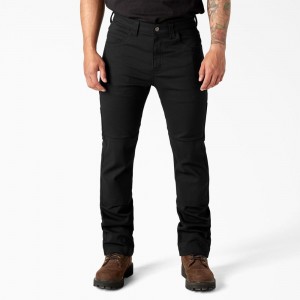 Men's Dickies Slim Fit Duck Canvas Double Knee Pants Black | 073269VBY