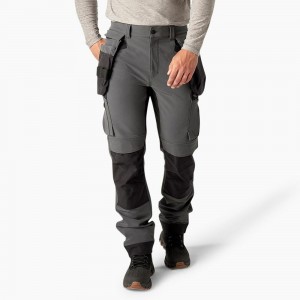 Men's Dickies Slim Fit Holster Double Knee Work Pants Grey | 796450OUB