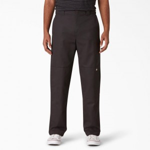 Men's Dickies Slim Straight Fit Double Knee Pants Black | 936451EGT