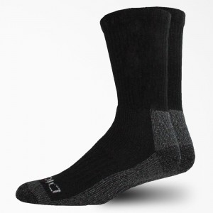 Men's Dickies Steel Toe Crew 2-Pack Socks Black | 520849YXH