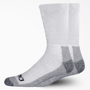 Men's Dickies Steel Toe Crew 2-Pack Socks White | 163205XFO