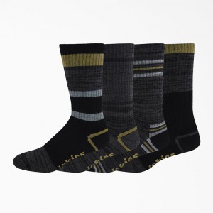 Men's Dickies Striped Crew 4-Pack Socks Green | 038921LOR