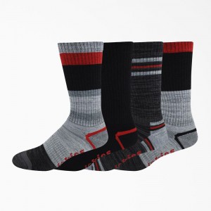 Men's Dickies Striped Crew 4-Pack Socks Grey | 521964CIA