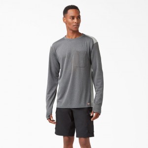 Men's Dickies Temp-iQ® 365 Long Sleeve Pocket T-Shirt Grey | 203879YDZ