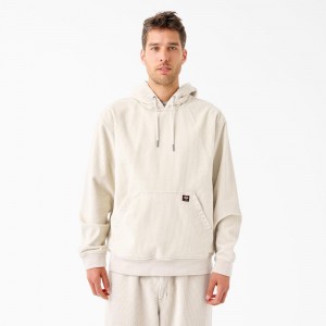 Men's Dickies Tom Knox Corduroy Hoodie White | 280957FHG