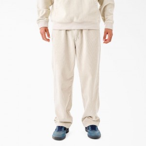 Men's Dickies Tom Knox Corduroy Work Pants White | 179268SVG