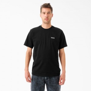 Men's Dickies Tom Knox Embroidery T-Shirt Black | 650413ARY