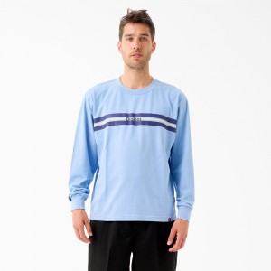 Men's Dickies Tom Knox Long Sleeve T-Shirt Blue | 519370IXF