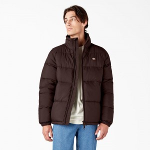 Men's Dickies Waldenburg Puffer Jacket Brown | 821703EJC