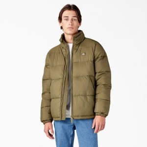 Men's Dickies Waldenburg Puffer Jacket Green | 759146EQM