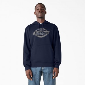 Men's Dickies Water Repellent Camo Logo Hoodie Navy | 653708JIS