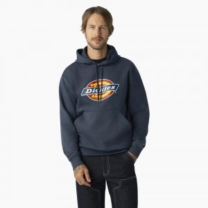 Men's Dickies Water Repellent Logo Hoodie Blue | 734056RXZ