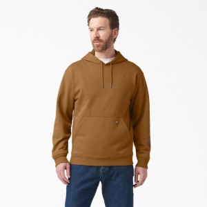 Men's Dickies Water Repellent Sleeve Logo Hoodie Brown | 321580VXK