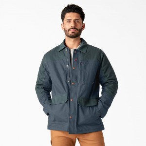 Men's Dickies Waxed Canvas Chore Jacket Blue | 435289JVC