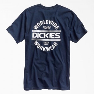 Men's Dickies Worldwide Workwear Graphic T-Shirt Navy | 936408SBX