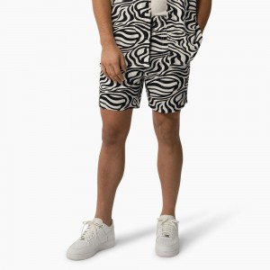 Men's Dickies Zebra Print Modern Fit Drawstring Shorts Black | 045391KPC