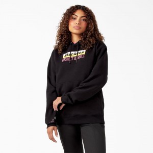 Women's Dickies Breast Cancer Awareness Respect Respect Hoodie Black | 987201RMB