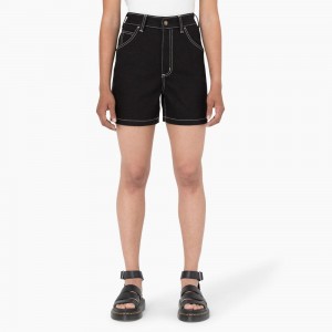 Women's Dickies Carpenter Jean Shorts Black | 689253HZS