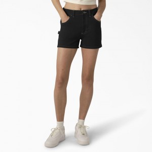 Women's Dickies Carpenter Shorts Black | 928753LIO