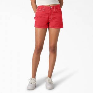 Women's Dickies Carpenter Shorts Red | 840726FCT