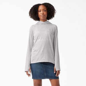 Women's Dickies Cooling Performance Sun Hoodie Grey | 146278LZO